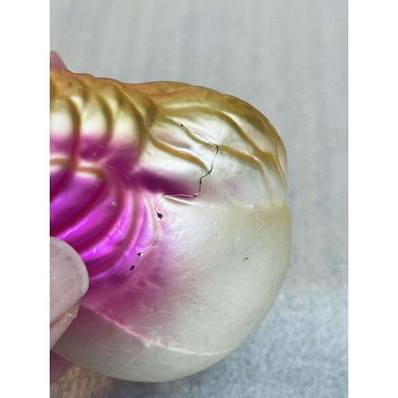 Vintage German Blown Glass Pink Parrot Bird on Ball Ornament ~5.5" - Picture 9 of 10